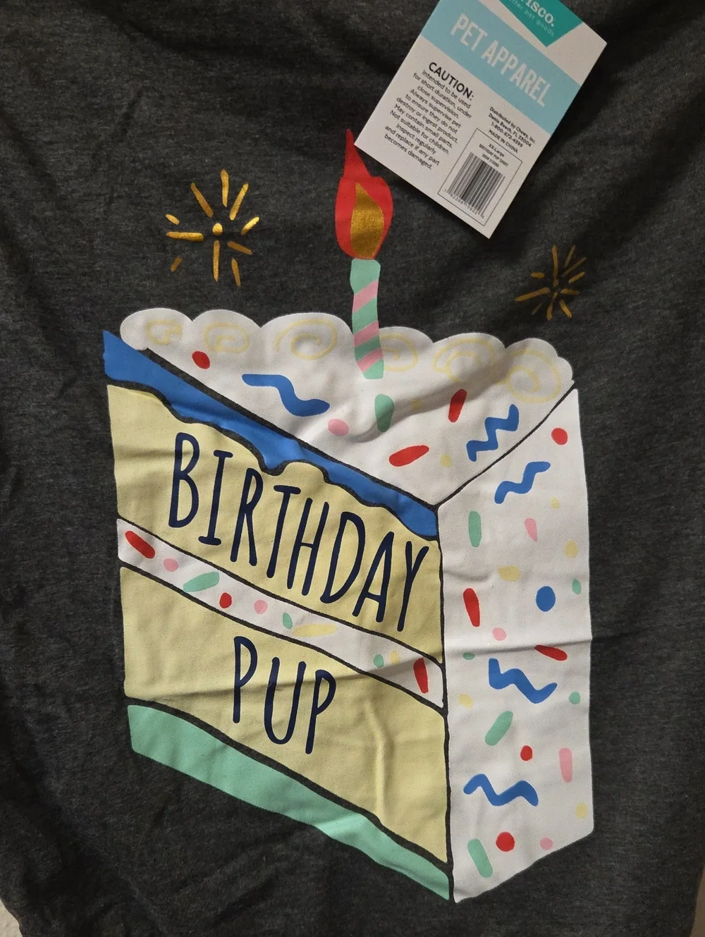 Birthday Pup Dog Shirt - Dark Gray Sz XXL